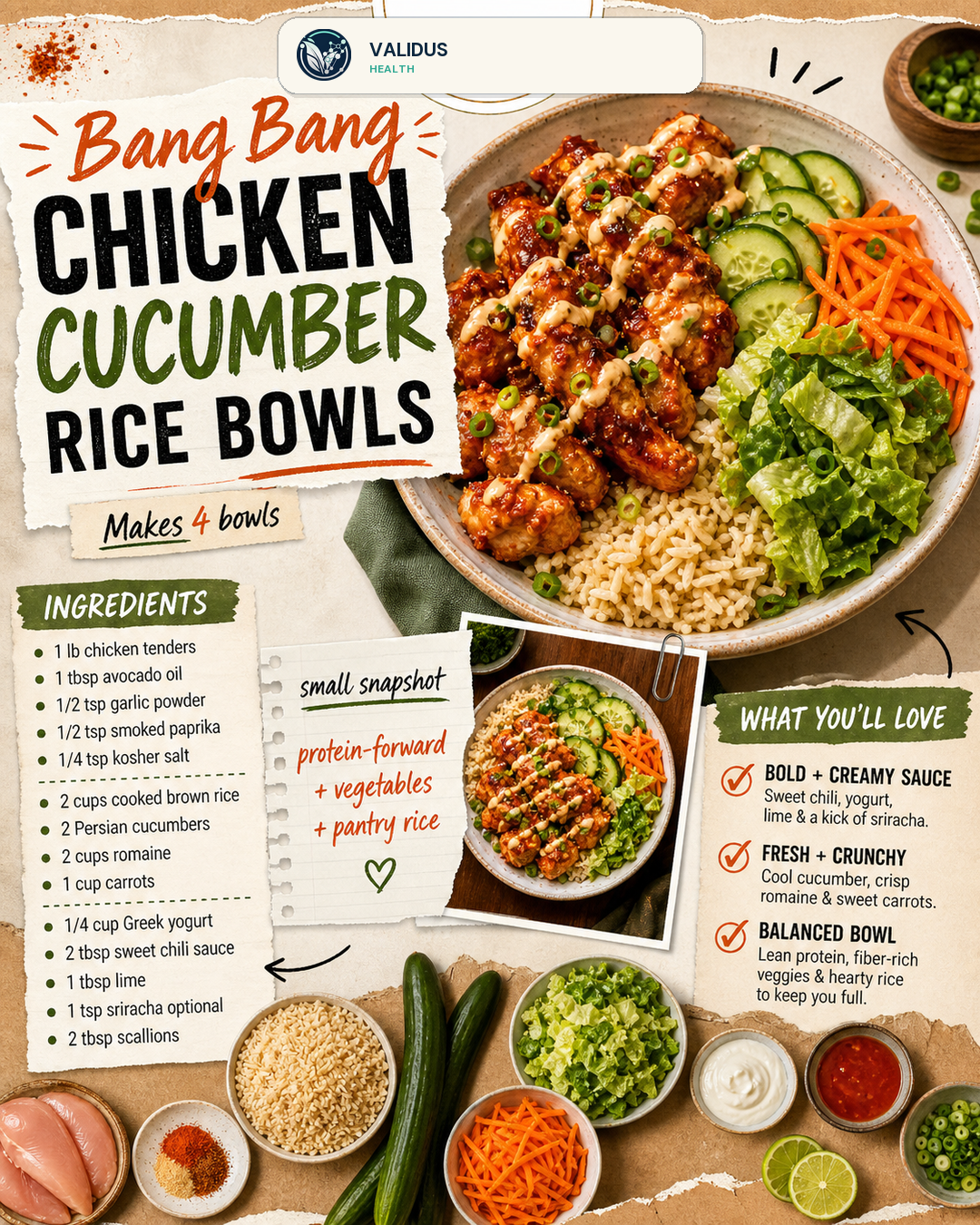 Bang Bang Chicken Cucumber Rice Bowls slide 2