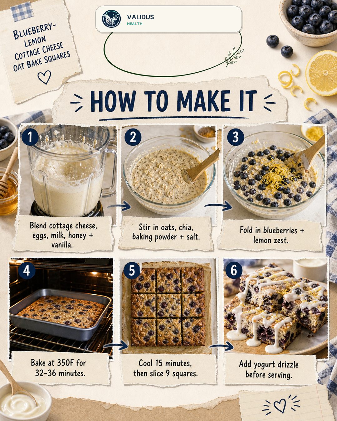 Blueberry-Lemon Cottage Cheese Oat Bake Squares slide 3