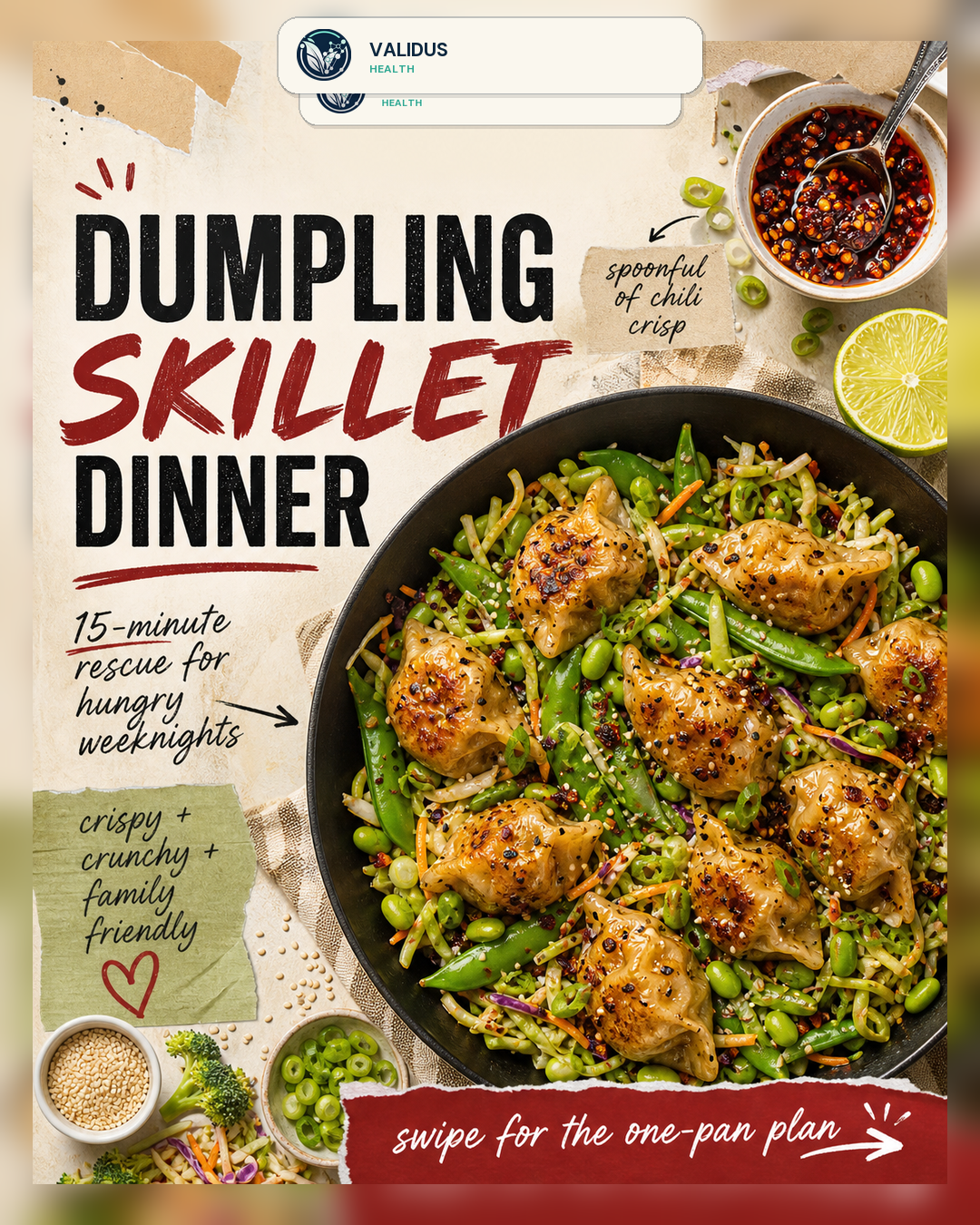 Chili-Crisp Turkey Dumpling Snap Pea Skillet