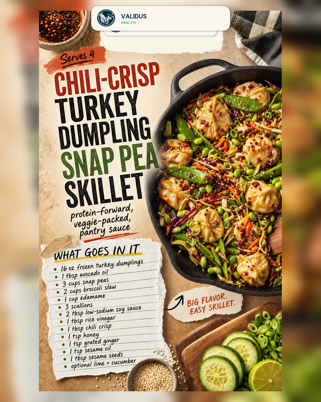 Chili-Crisp Turkey Dumpling Snap Pea Skillet slide 2