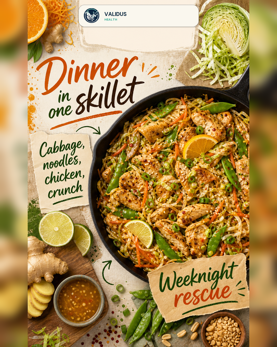 Citrus-Ginger Chicken Cabbage Noodle Skillet