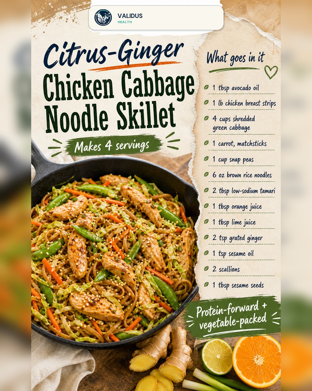 Citrus-Ginger Chicken Cabbage Noodle Skillet slide 2