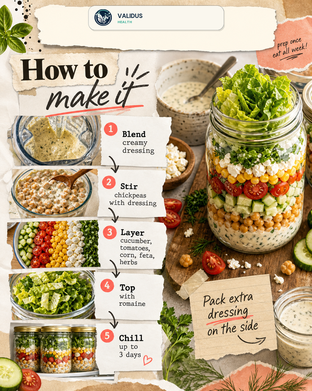 Creamy Cucumber Tomato Chickpea Cottage Cheese Jars slide 3