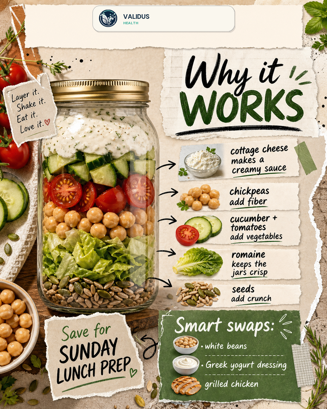 Creamy Cucumber Tomato Chickpea Cottage Cheese Jars slide 4