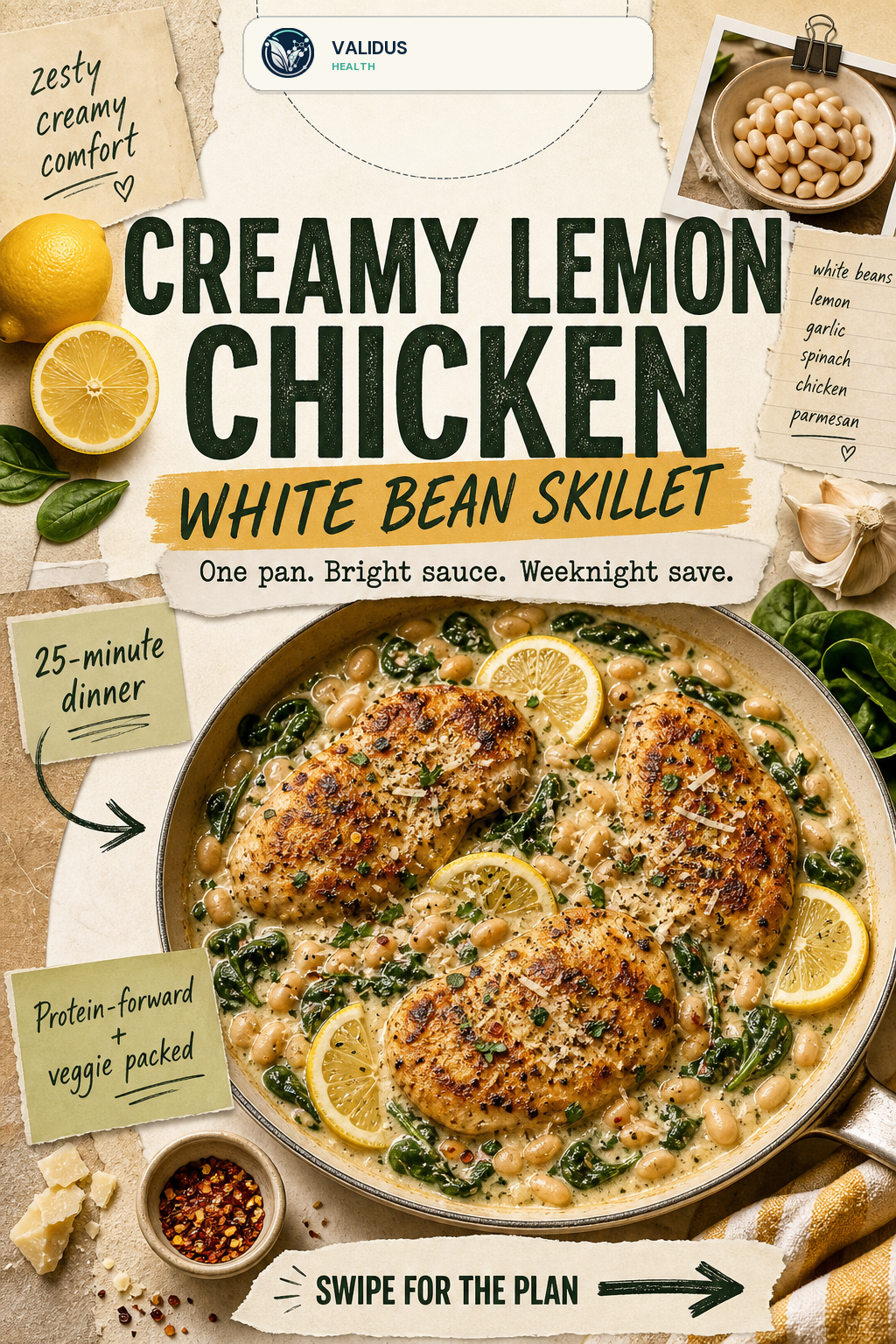Creamy Lemon Chicken White Bean Skillet