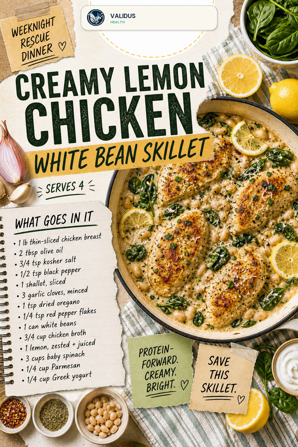 Creamy Lemon Chicken White Bean Skillet slide 2