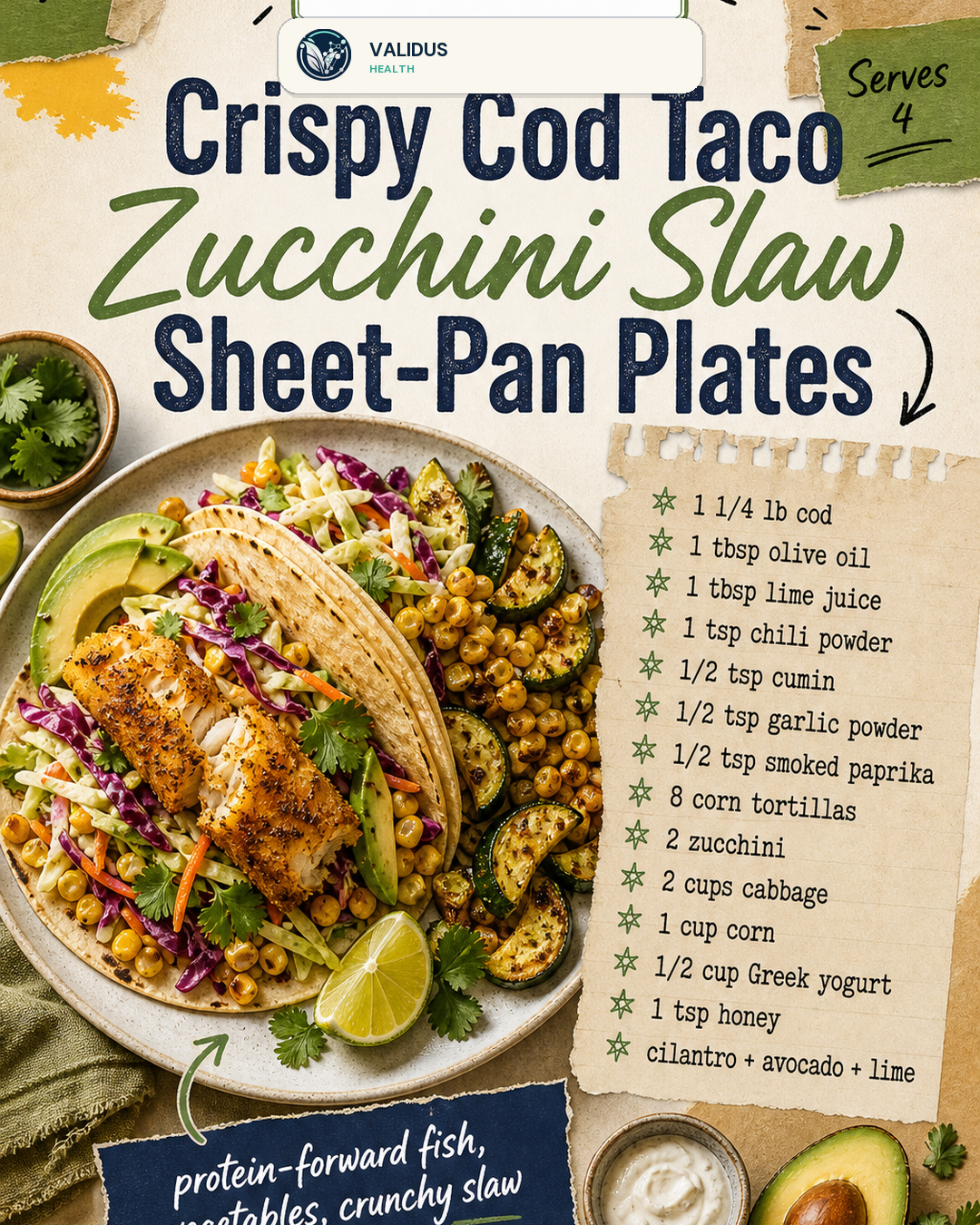Crispy Cod Taco Zucchini Slaw Sheet-Pan Plates slide 2