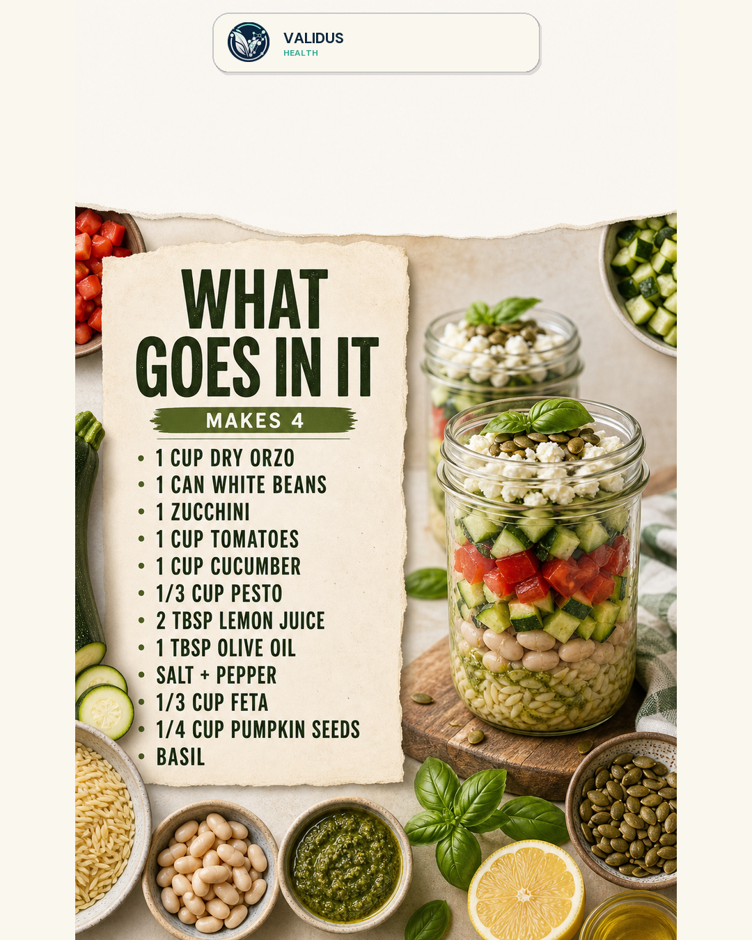 Crunchy White Bean Pesto Orzo Picnic Jars slide 2