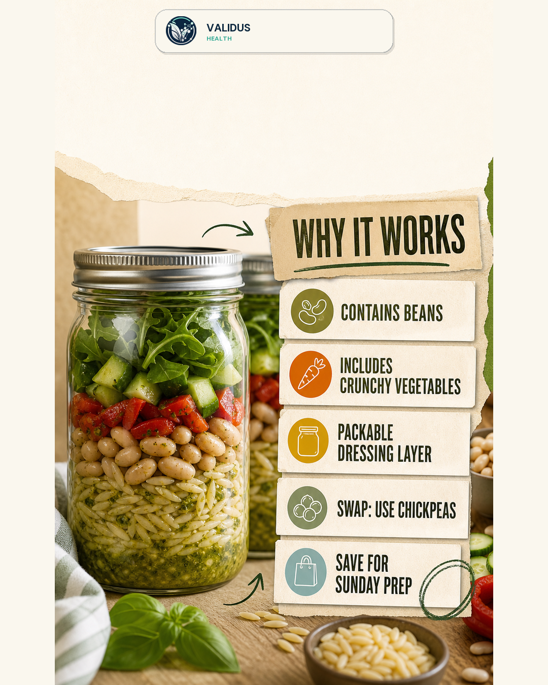 Crunchy White Bean Pesto Orzo Picnic Jars slide 4