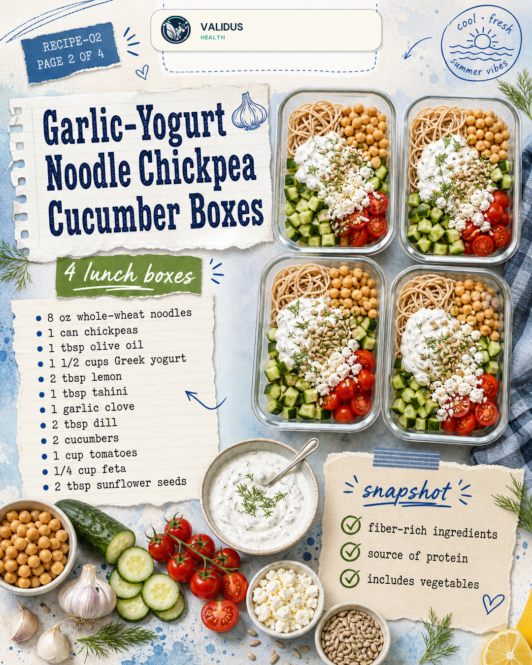 Garlic-Yogurt Noodle Chickpea Cucumber Boxes slide 2
