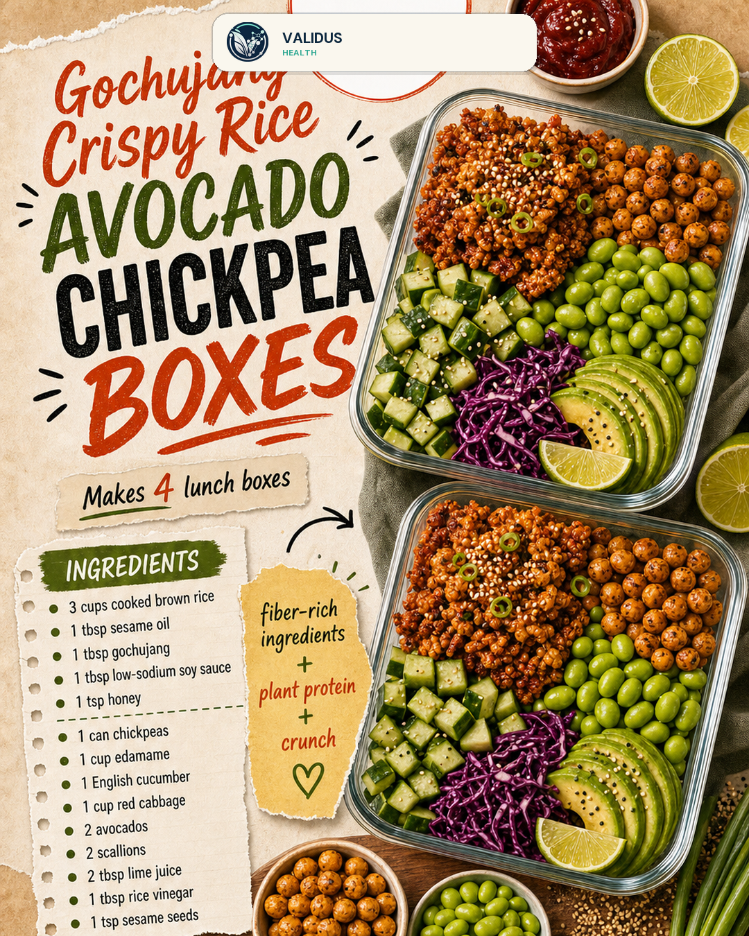 Gochujang Crispy Rice Avocado Chickpea Boxes slide 2