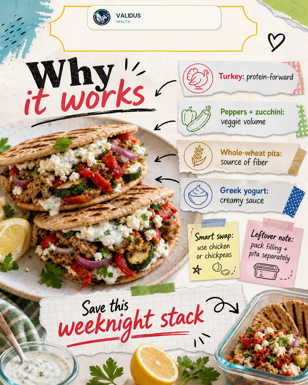 Greek Turkey Feta Sheet-Pan Pita Stacks slide 4