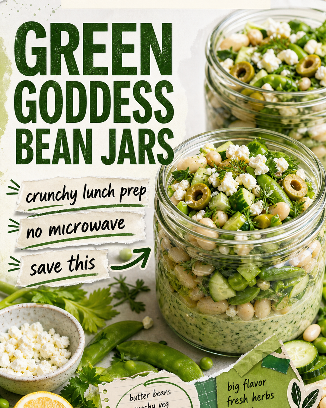 Green Goddess Butter Bean Crunch Jars