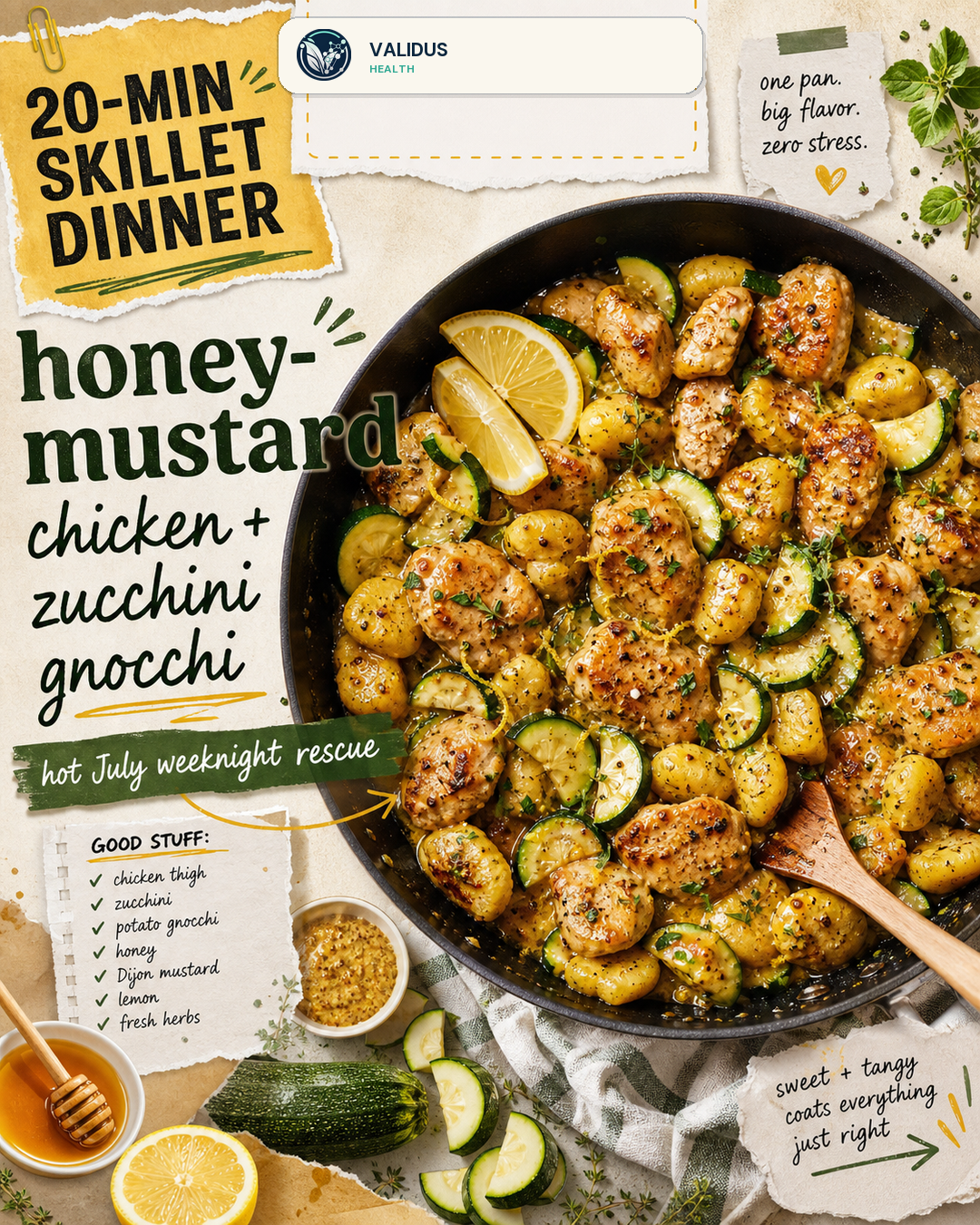 Honey-Mustard Chicken Zucchini Gnocchi Skillet