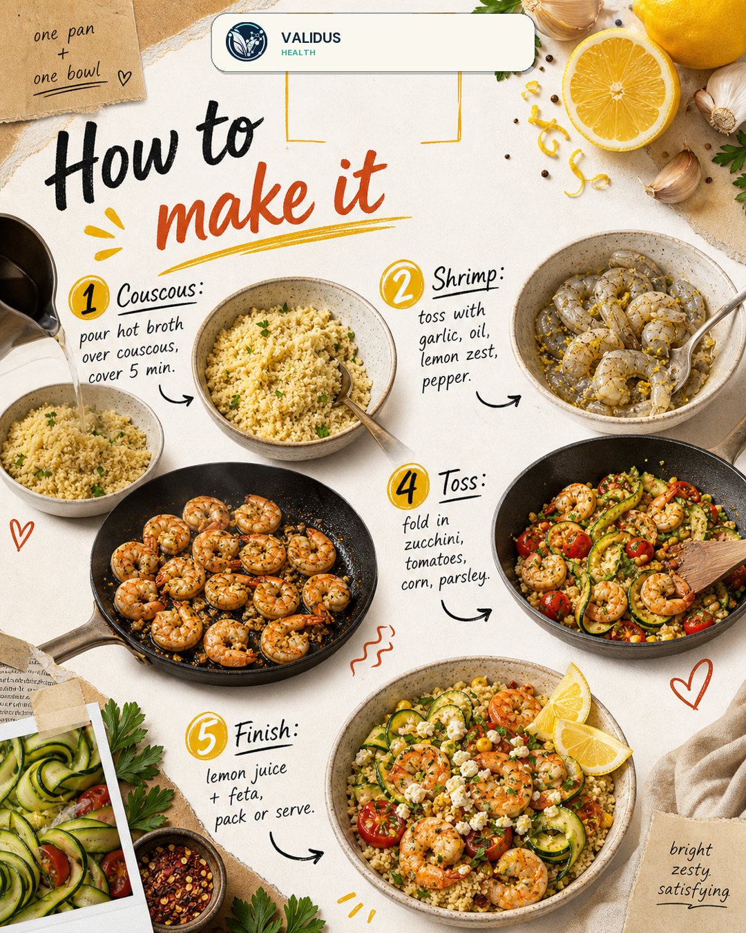 Lemon-Garlic Shrimp Couscous Bowls slide 3