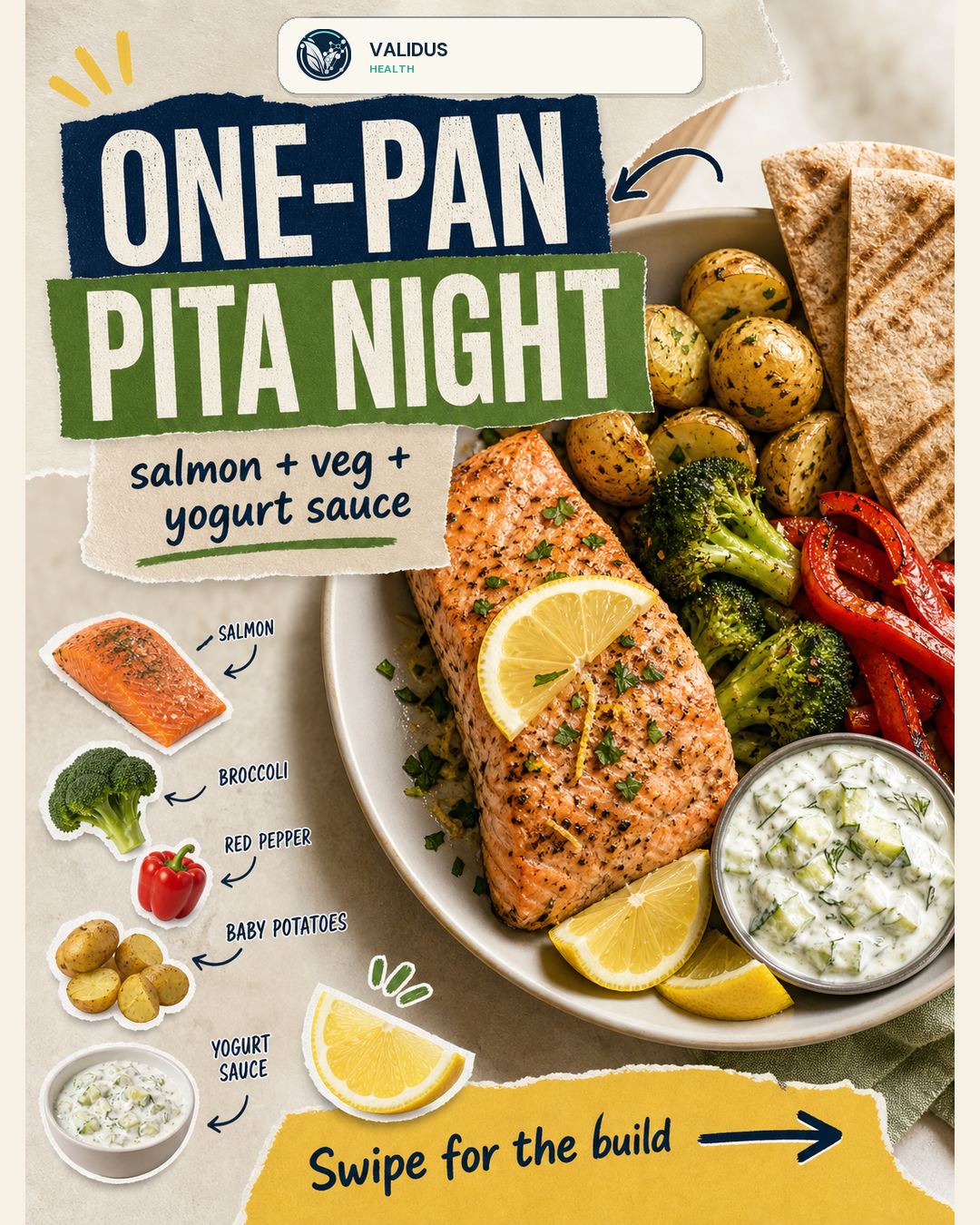 Lemon-Herb Salmon Pita Plate