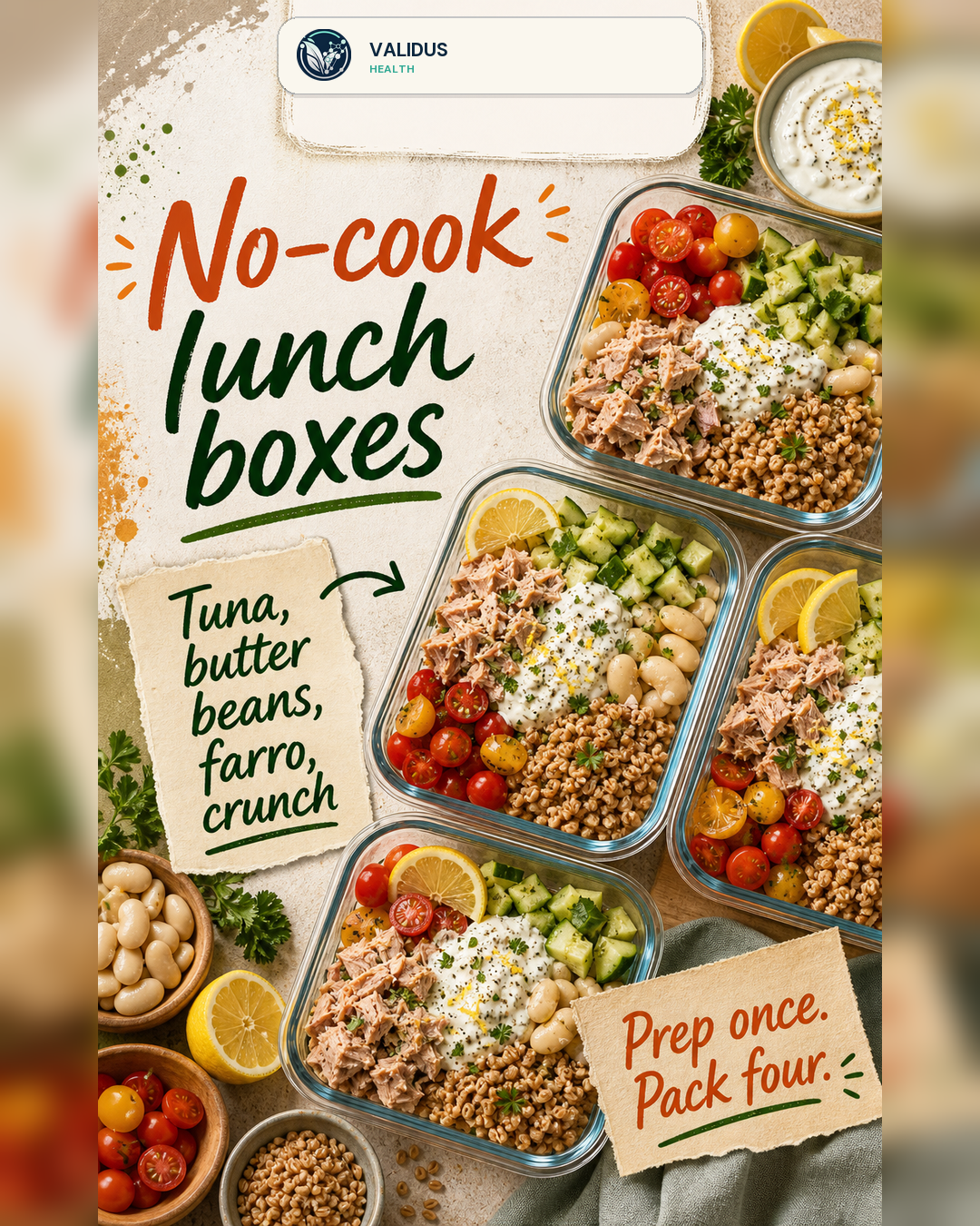 Lemon Tuna Butter Bean Farro Boxes