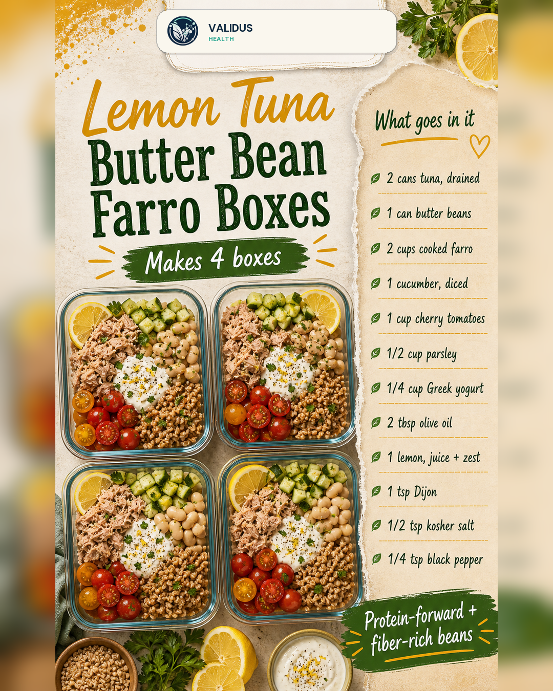 Lemon Tuna Butter Bean Farro Boxes slide 2