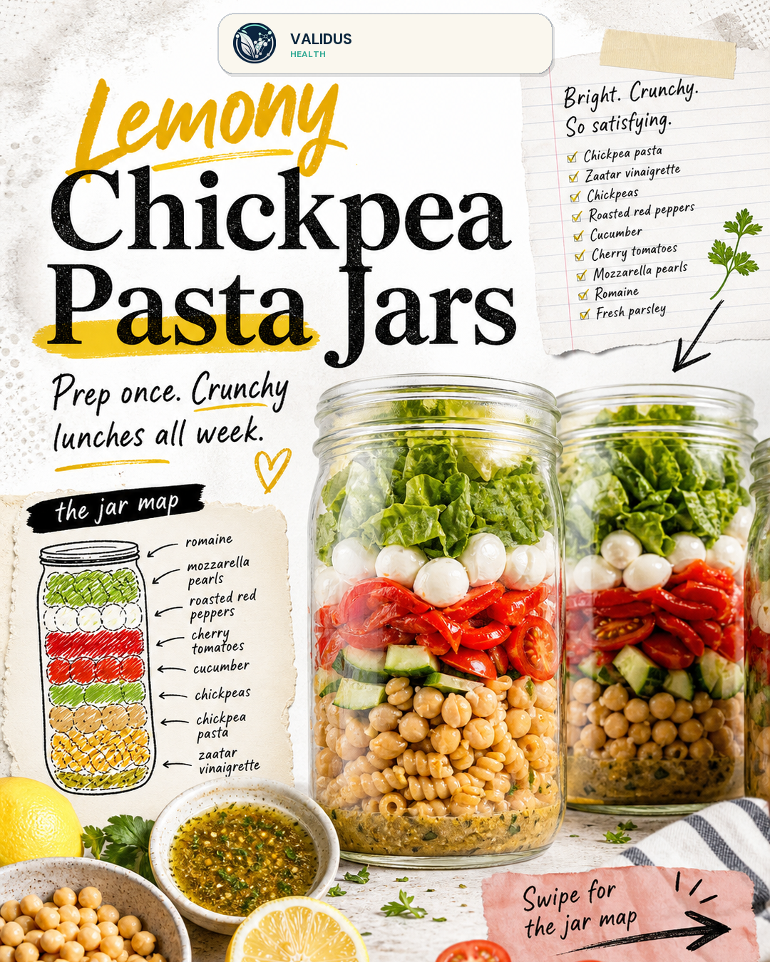 Lemony Chickpea Pasta Crunch Jars