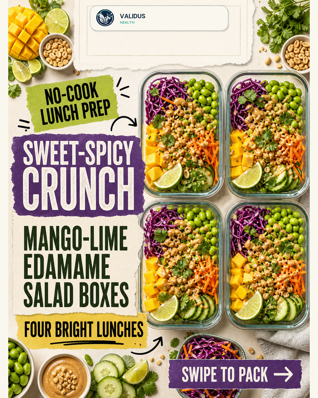 Mango-Lime Edamame Peanut Crunch Salad Boxes