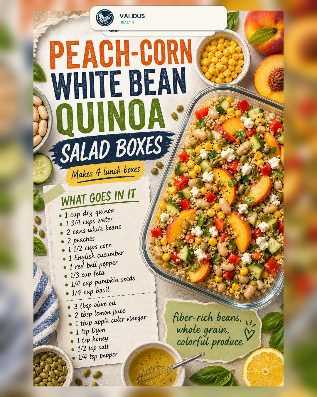 Peach-Corn White Bean Quinoa Salad Boxes slide 2