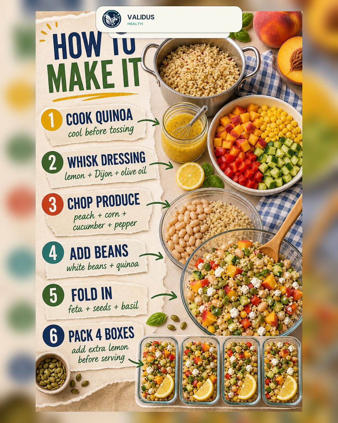 Peach-Corn White Bean Quinoa Salad Boxes slide 3
