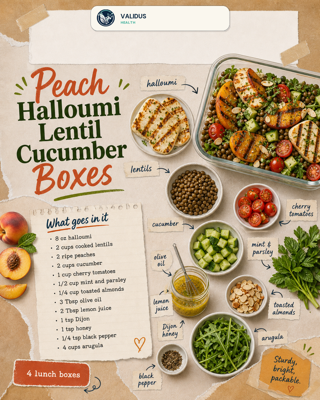Peach Halloumi Lentil Cucumber Boxes slide 2
