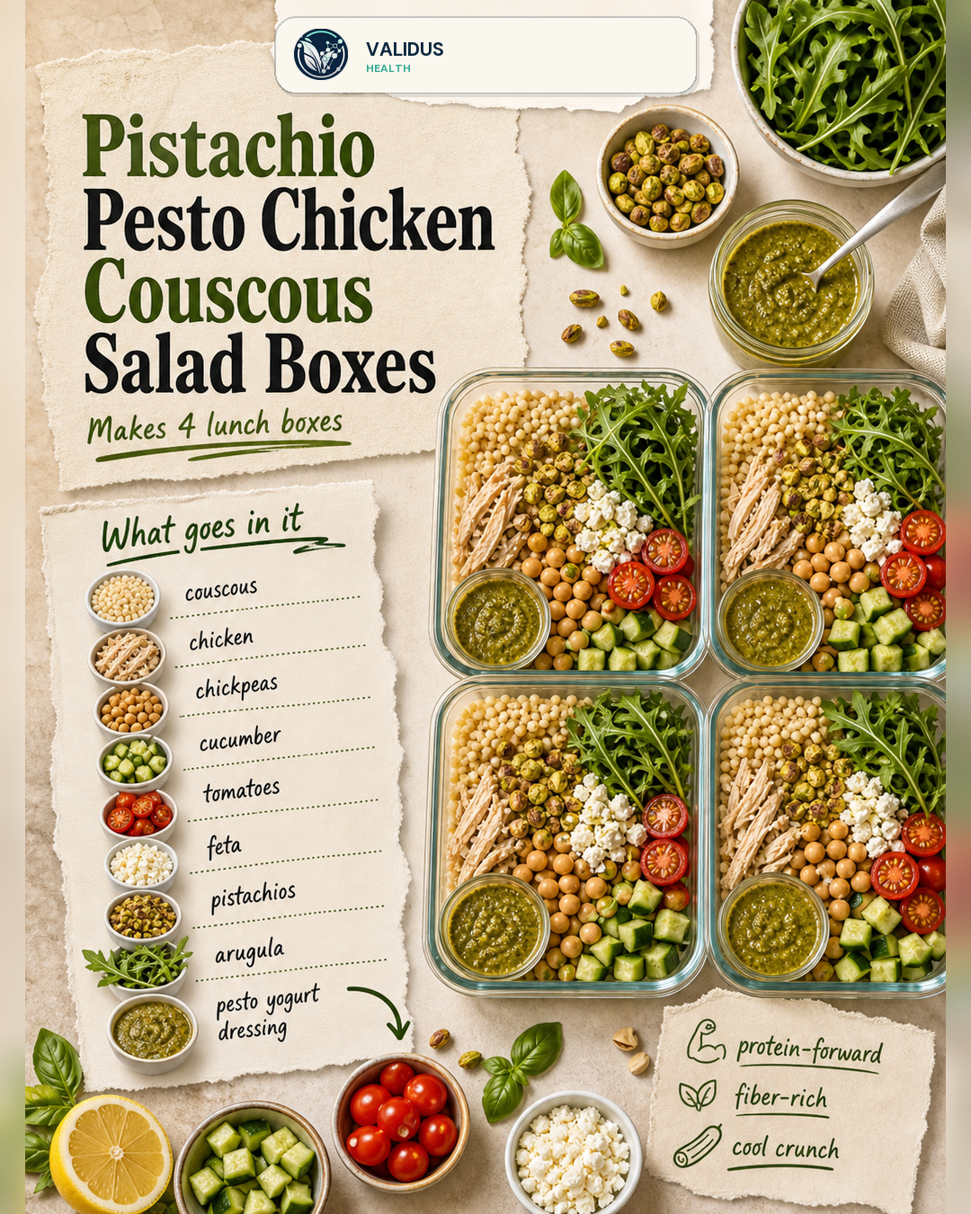 Pistachio Pesto Chicken Couscous Salad Boxes slide 2