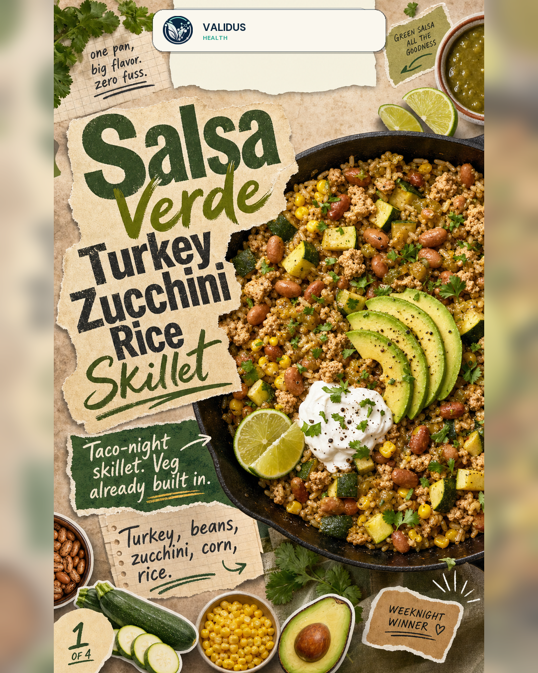 Salsa Verde Turkey Zucchini Rice Skillet