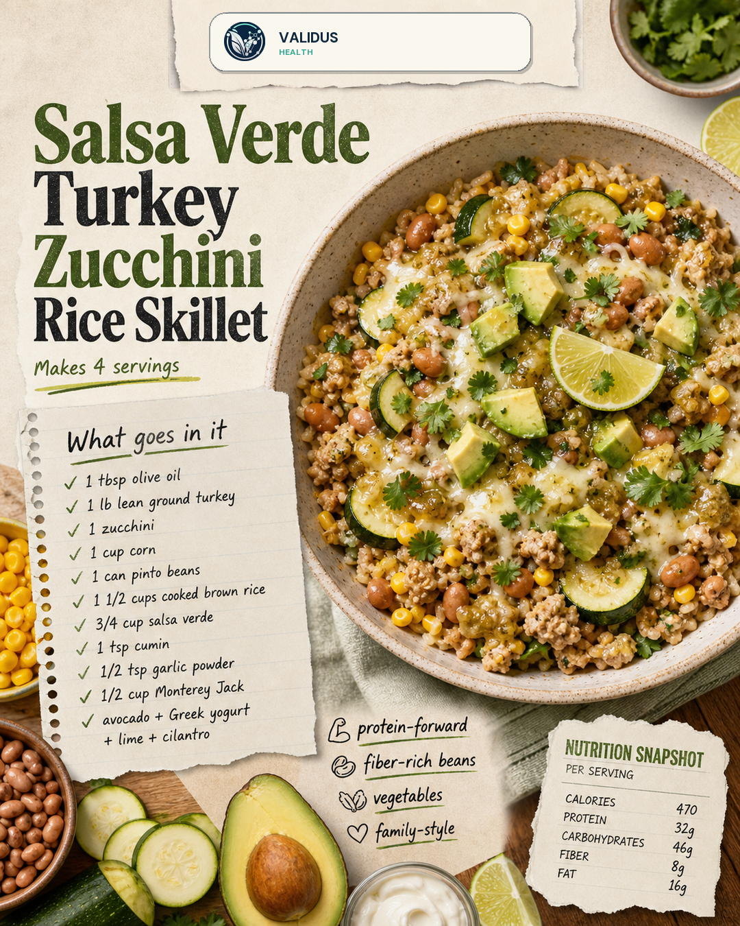 Salsa Verde Turkey Zucchini Rice Skillet slide 2