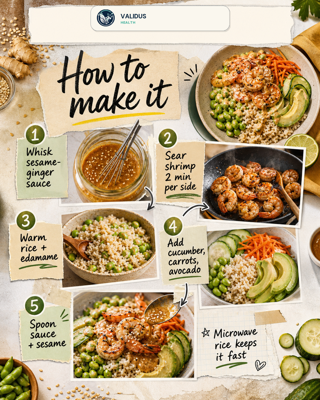 Sesame-Ginger Shrimp Edamame Rice Bowls slide 3