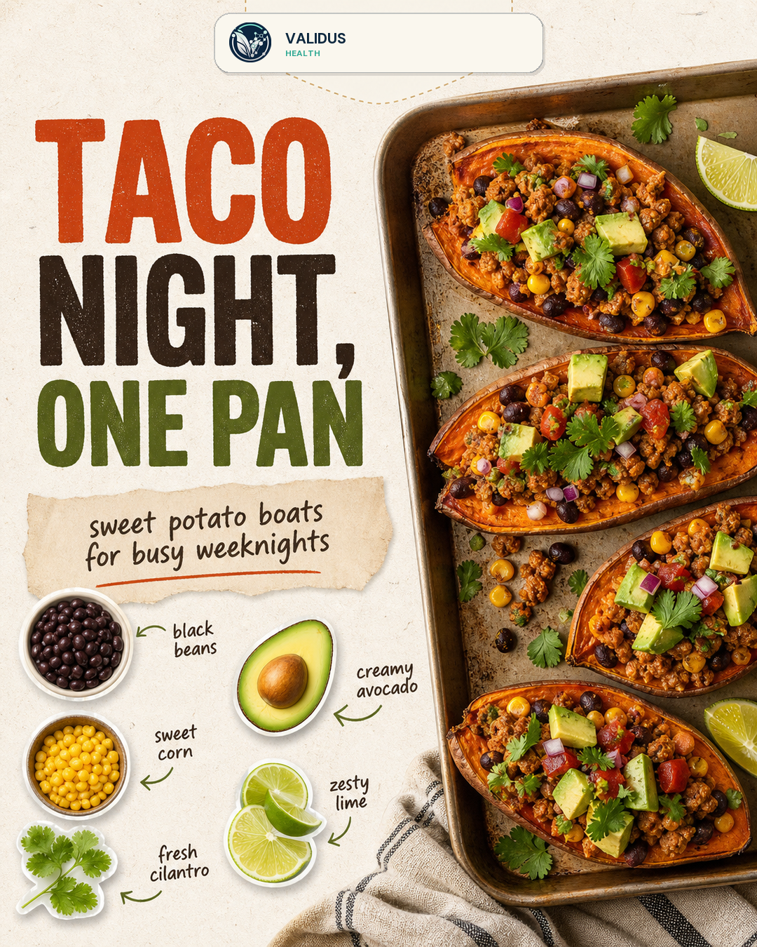 Sheet-Pan Turkey Taco Sweet Potato Boats