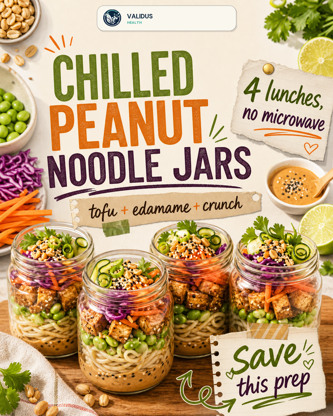 Thai Peanut Tofu Edamame Noodle Jars