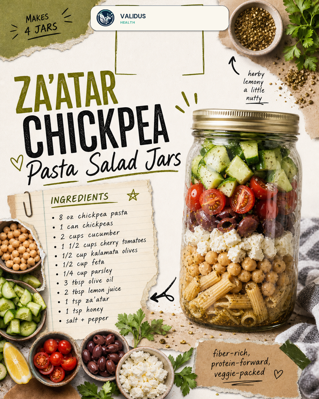 Za'atar Chickpea Pasta Salad Jars slide 2
